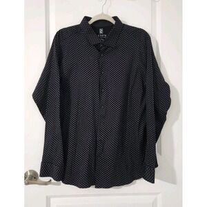 DESOTO Men's Shirt Kent Graphic Print Button Up Long Sleeve Black Size 2XL‎
